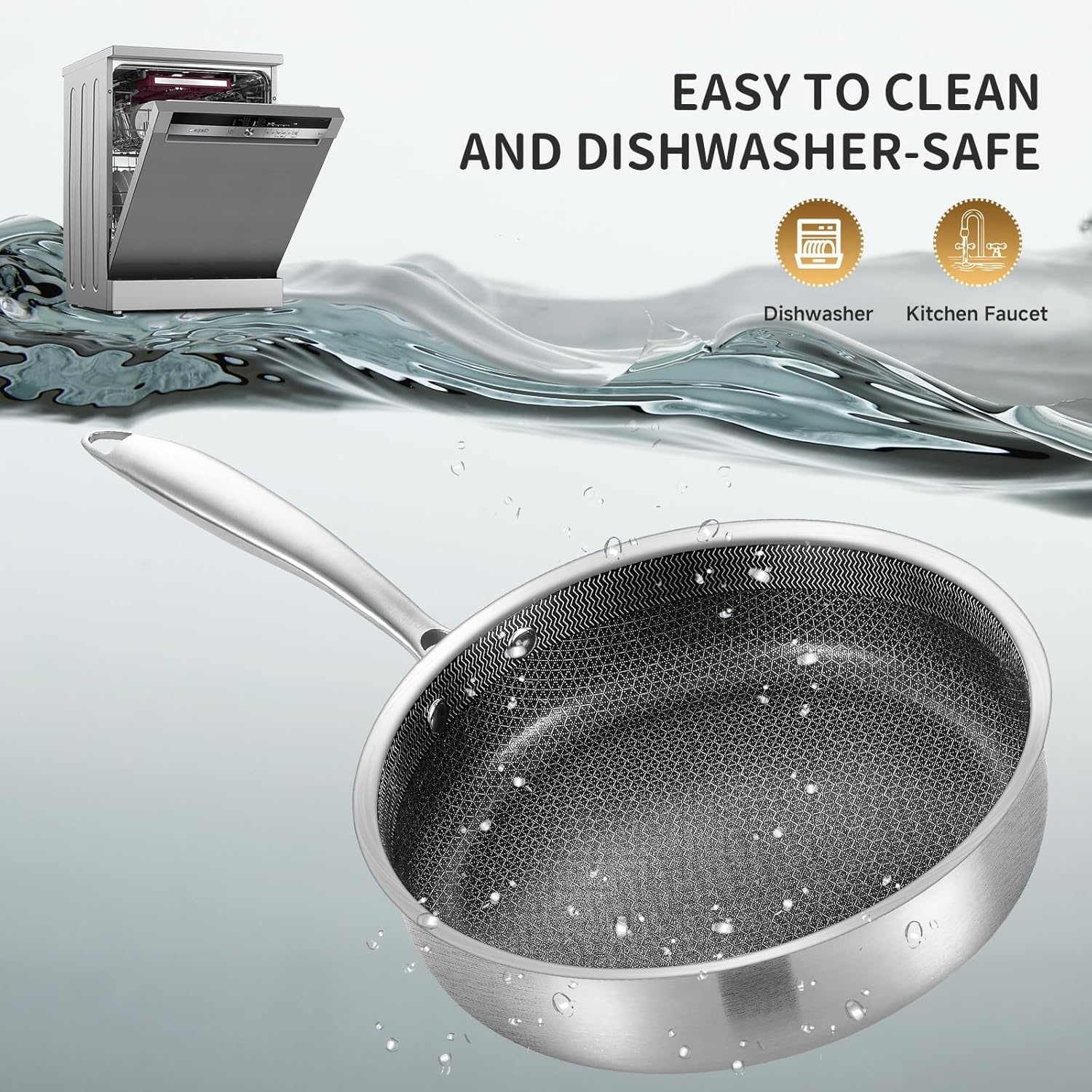 image:imageLOLYKITCH 12 Inch Deep Frying Pan with Lid Nonstick 5QT TriPly Stainless Steel Saut Pan with Ceramic Coating PFOA amp PFOS Free Induction Cooking Skillet Dishwasher and Oven Safe3 QT Riveted Handle