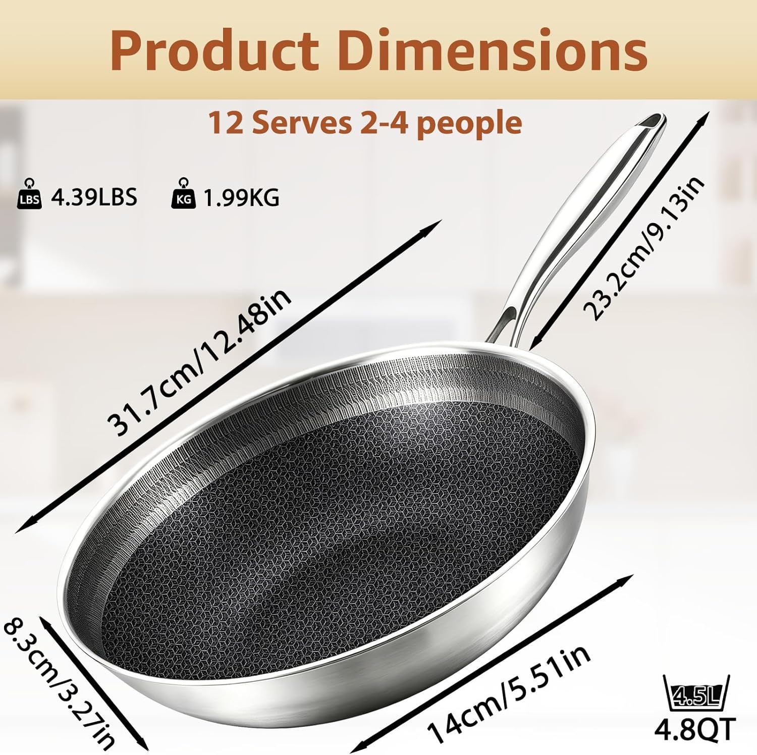 image:imageLOLYKITCH 12 Inch Hybrid Nonstick Wok with Lid Honeycomb Stainless Steel Wok Pan Oven amp Dishwasher Safe Large Flat Bottom Wok for Electric amp Induction Cooktop Long Handle Ceramic Coating12 Inch with Lid