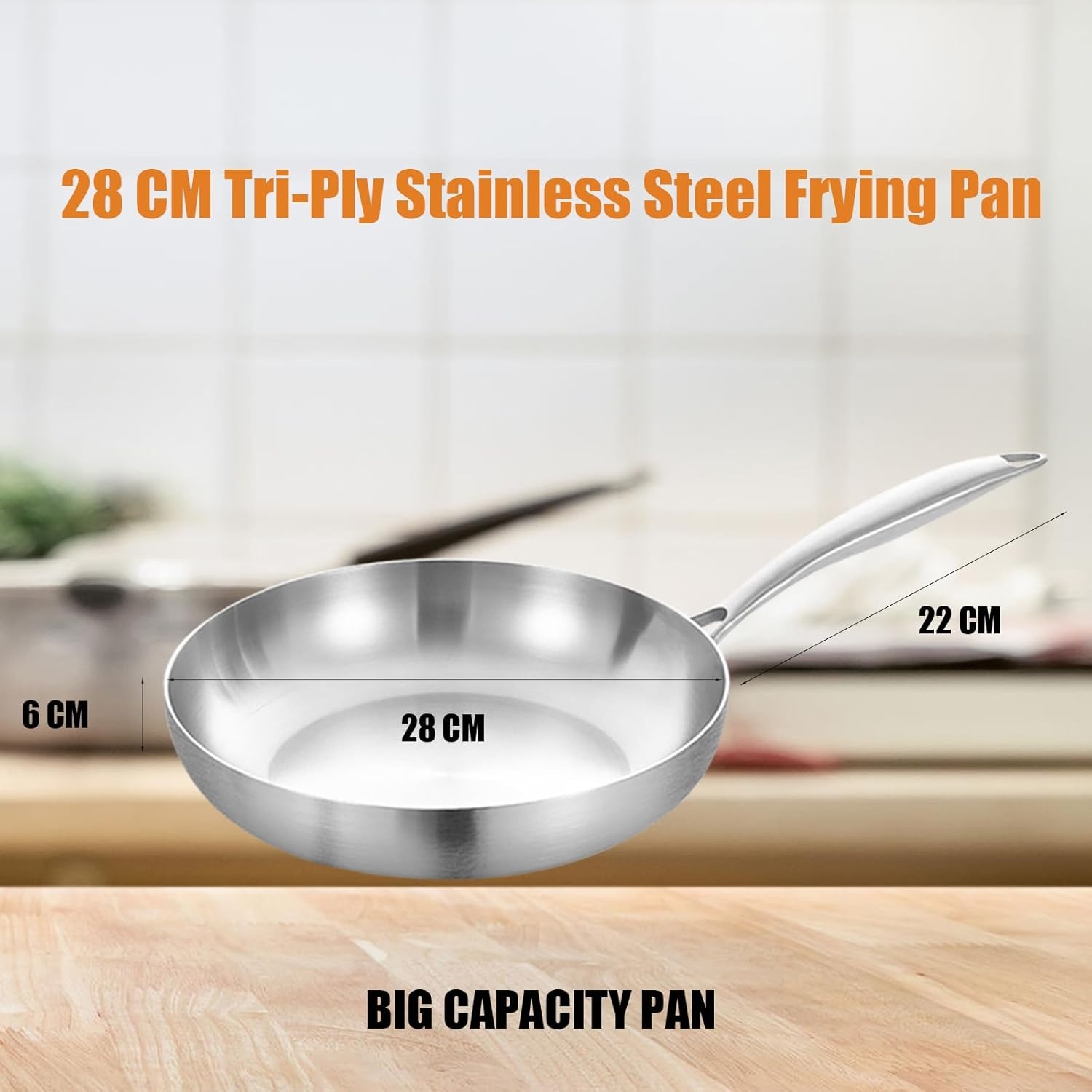 image:imageLOLYKITCH 12 Inch TriPly Stainless Steel Frying Pan with LidSkilletInduction Cooking PanOven Safe and Detachable Handle11 Inch with Lid