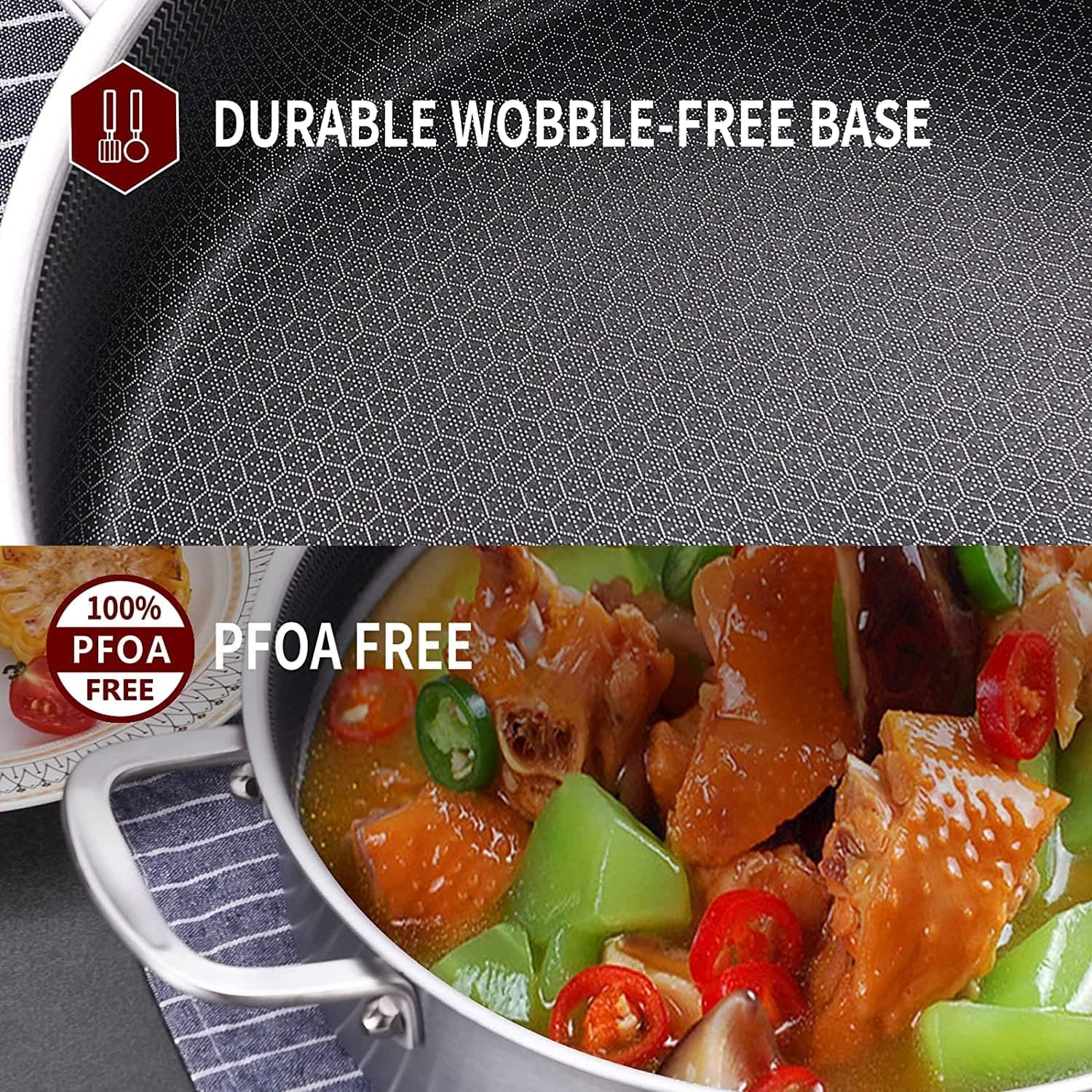 image:imageLOLYKITCH 6 Quarts Hybrid TriPly Stainless Steel Saut Pan with LidInduction Large Skillet Jumbo CookerDishwasher amp Oven SafeSilver