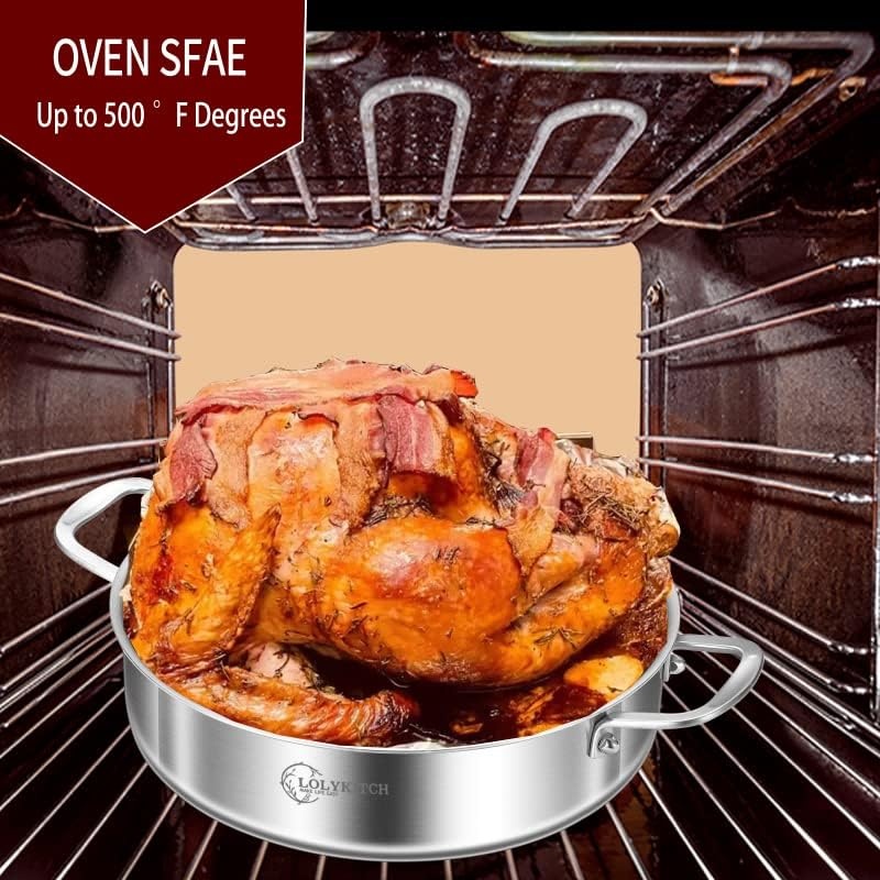 image:imageLOLYKITCH 6 Quarts Hybrid TriPly Stainless Steel Saut Pan with LidInduction Large Skillet Jumbo CookerDishwasher amp Oven SafeSilver