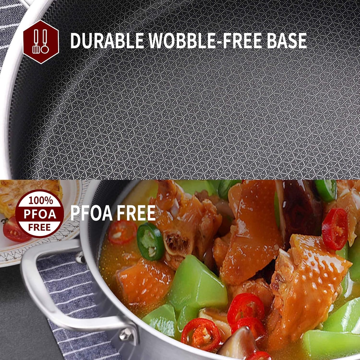 image:imageLOLYKITCH 6 Quarts Hybrid TriPly Stainless Steel Saut Pan with LidInduction Large Skillet Jumbo CookerDishwasher amp Oven SafeSilver