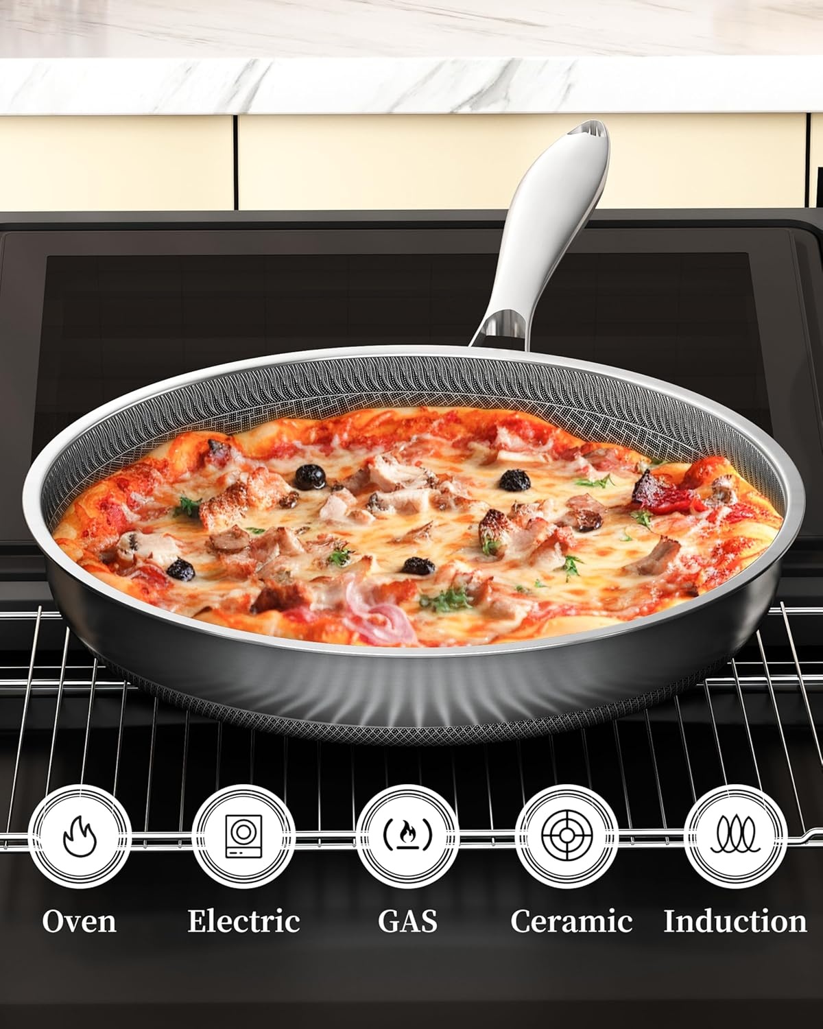 image:imageLOLYKITCH 7 QT Large Deep Frying Pan with Lid 12 Inch Nonstick Triply Stainless Steel Skillet Saute Pan Ceramic Hybrid Honeycomb Cookware for Family Meal Oven amp Induction Ready Riveted Handles12 Inch 7 QTClassic