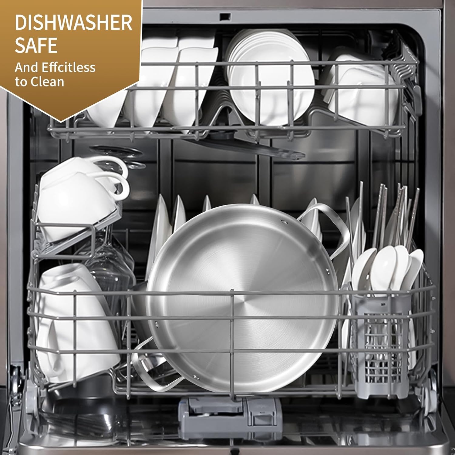 image:imageLOLYKITCH 7 Quarts TriPly Stainless Steel Saut Pan with Lid12 Inch Deep Frying PanLarge SkilletJumbo CookerInduction PotDishwasher and Oven Safe8 QT