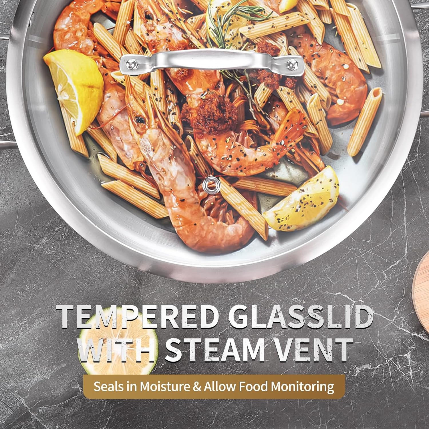 image:imageLOLYKITCH 7 Quarts TriPly Stainless Steel Saut Pan with Lid12 Inch Deep Frying PanLarge SkilletJumbo CookerInduction PotDishwasher and Oven Safe8 QT