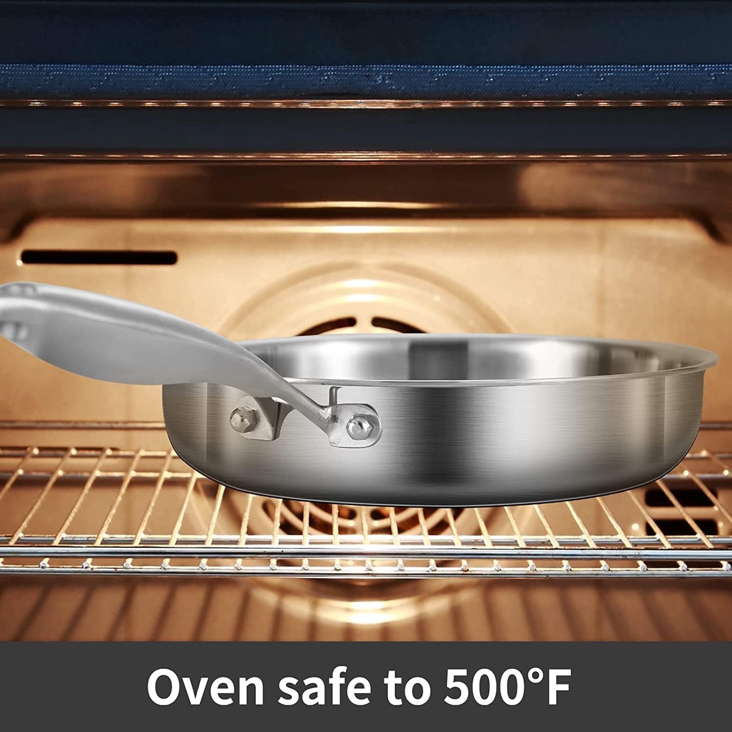 image:imageLOLYKITCH Whole Body TriPly Stainless Steel 55 QT Saut Pan with Lid12 Inch Deep Frying PanJumbo CookerDishwasher and Oven SafeDetachable HandleSilver
