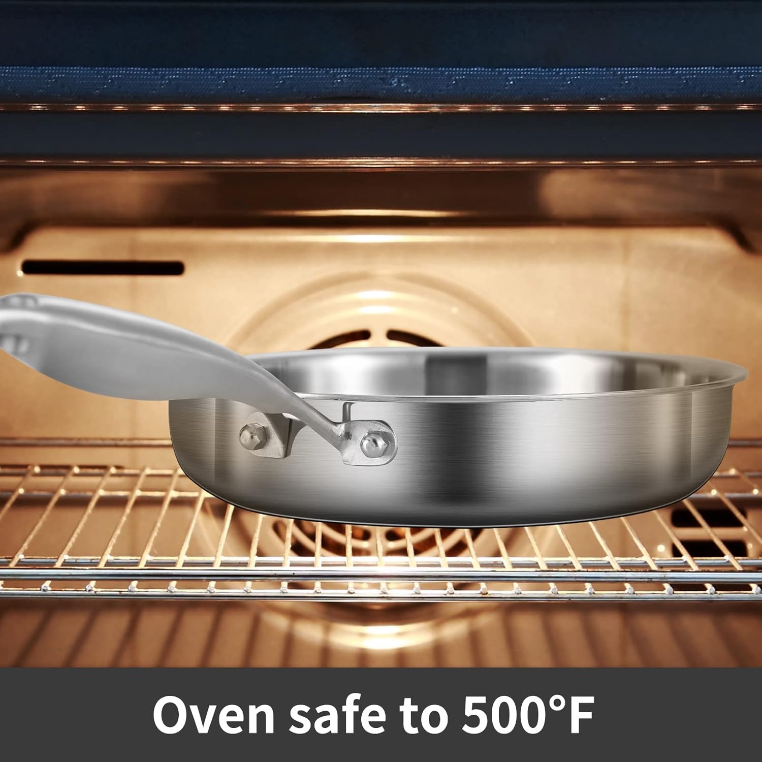 image:imageLOLYKITCH Whole Body TriPly Stainless Steel 55 QT Saut Pan with Lid12 Inch Deep Frying PanJumbo CookerDishwasher and Oven SafeDetachable HandleSilver