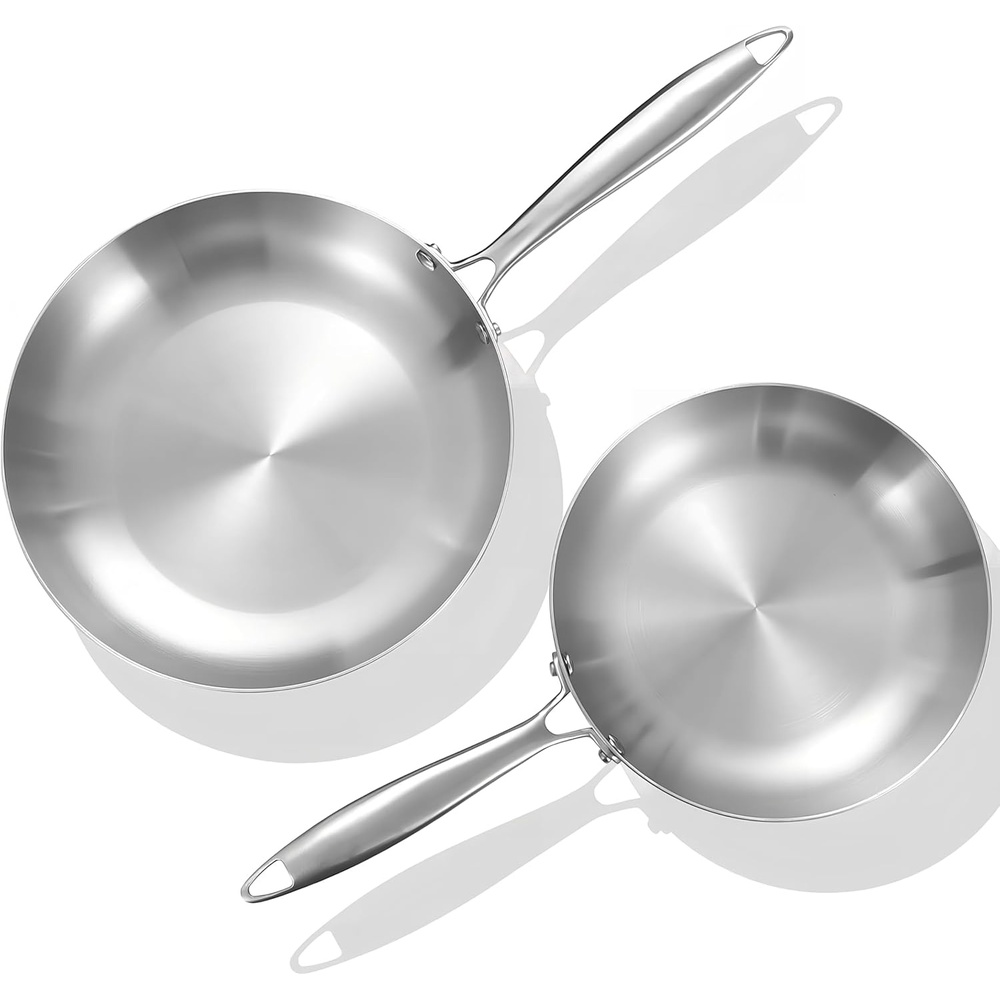 image:imageLOLYKITCH 12 Inch TriPly Stainless Steel Frying Pan with LidSkilletInduction Cooking PanOven Safe and Detachable Handle8510 Inch without Lid