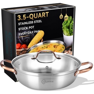 image:imageLOLYKITCH 11 Inch TriPly Stainless Steel Saut Pan with Lid35 QT Everyday PanKadhaiInduction Cooking PanDishwasher and Oven SafeStainless Steel