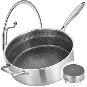 image:imageLOLYKITCH 12 Inch Deep Frying Pan with Lid Nonstick 5QT TriPly Stainless Steel Saut Pan with Ceramic Coating PFOA amp PFOS Free Induction Cooking Skillet Dishwasher and Oven Safe7 QT with Lid