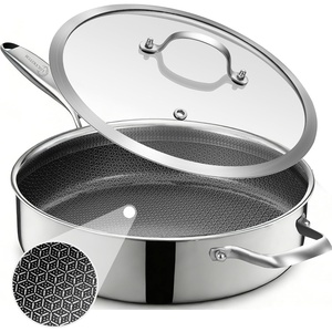 image:imageLOLYKITCH 12 Inch Deep Frying Pan with Lid Nonstick 5QT TriPly Stainless Steel Saut Pan with Ceramic Coating PFOA amp PFOS Free Induction Cooking Skillet Dishwasher and Oven Safe5 QT with Lid