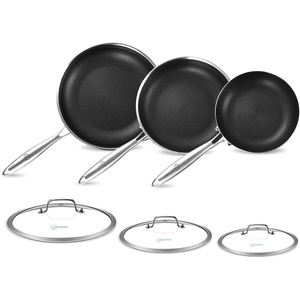 image:imageLOLYKITCH 12 Inch Nonstick Frying Pan with Lid Stainless Steel Hybrid Skillet for Indution Detachable Handle Dishwasher and Oven Safe PFOA Free Pans for Everyday CookingBlack