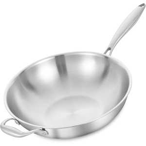 image:imageLOLYKITCH 145 Inch StirFrying Wok Pan TriPly Stainless Steel Induction Cooking Wok PanDishwasher and Oven SafeHeavy Duty and Detachable Handle145Inch