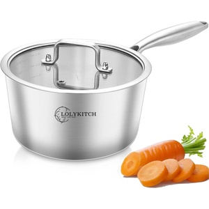 image:imageLOLYKITCH 152530 QT TriPly Stainless Steel Saucepan Set of 3Induction Cooking PotsSauce Pots with LidsPots and Pans SetDetachable Handle and Dishwasher Safe3 Quarts