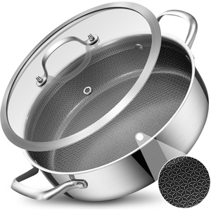 image:imageLOLYKITCH 7 QT Large Deep Frying Pan with Lid 12 Inch Nonstick Triply Stainless Steel Skillet Saute Pan Ceramic Hybrid Honeycomb Cookware for Family Meal  Oven amp Induction Ready Riveted Handles5 QT