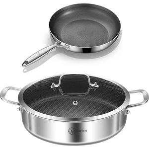 image:imageLOLYKITCH 7 QT Large Deep Frying Pan with Lid 12 Inch Nonstick Triply Stainless Steel Skillet Saute Pan Ceramic Hybrid Honeycomb Cookware for Family Meal  Oven amp Induction Ready Riveted Handles8 Inch  6 QTClassic