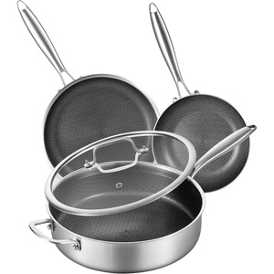 image:imageLOLYKITCH 7 QT Large Deep Frying Pan with Lid 12 Inch Nonstick Triply Stainless Steel Skillet Saute Pan Ceramic Hybrid Honeycomb Cookware for Family Meal  Oven amp Induction Ready Riveted Handles8106 QTLong Handle