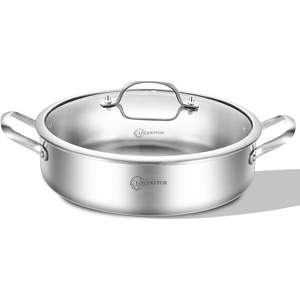 image:imageLOLYKITCH 7 Quarts TriPly Stainless Steel Saut Pan with Lid12 Inch Deep Frying PanLarge SkilletJumbo CookerInduction PotDishwasher and Oven Safe7 QT