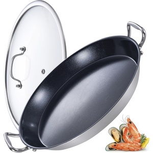 image:imageLOLYKITCH Nonstick Paella Pan with Lid 14 Inch Triply Stainless Steel Skillet Large Oven Safe Cookware for Family of 58 Rust Proof amp Warp Resistant Induction Compatible14 Inch